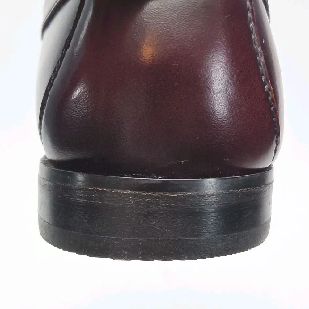 Johnston & Murphy Shoe Penny Loafers Men Sz 9.5 M Burgundy Sheepskin Tassled